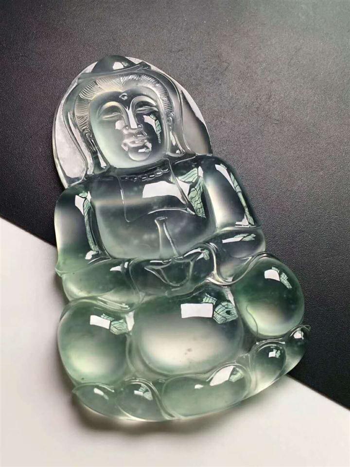 ??【玻璃种飘花观音】完美料子 荧光四益，品质看得见 